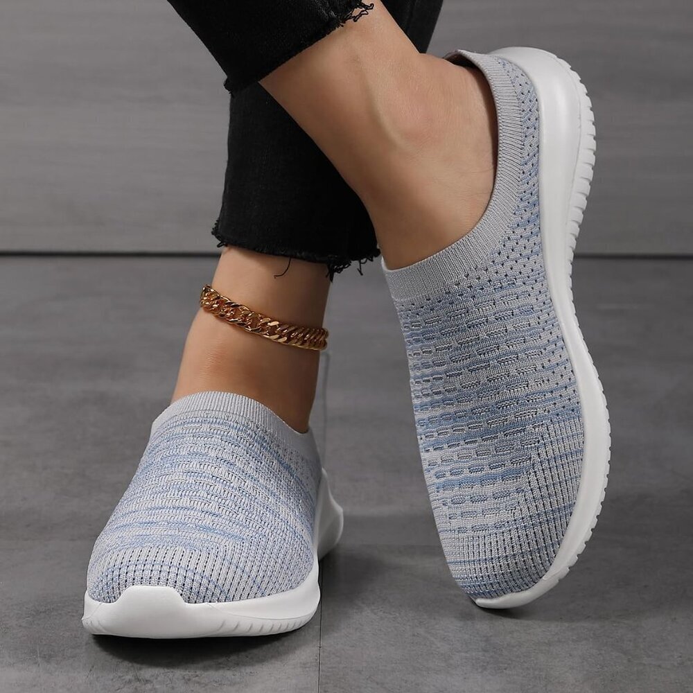 Women Slip On Sneakers Lightweight Breathable Knit Flat Shoes for Walking - Picture 9 of 9